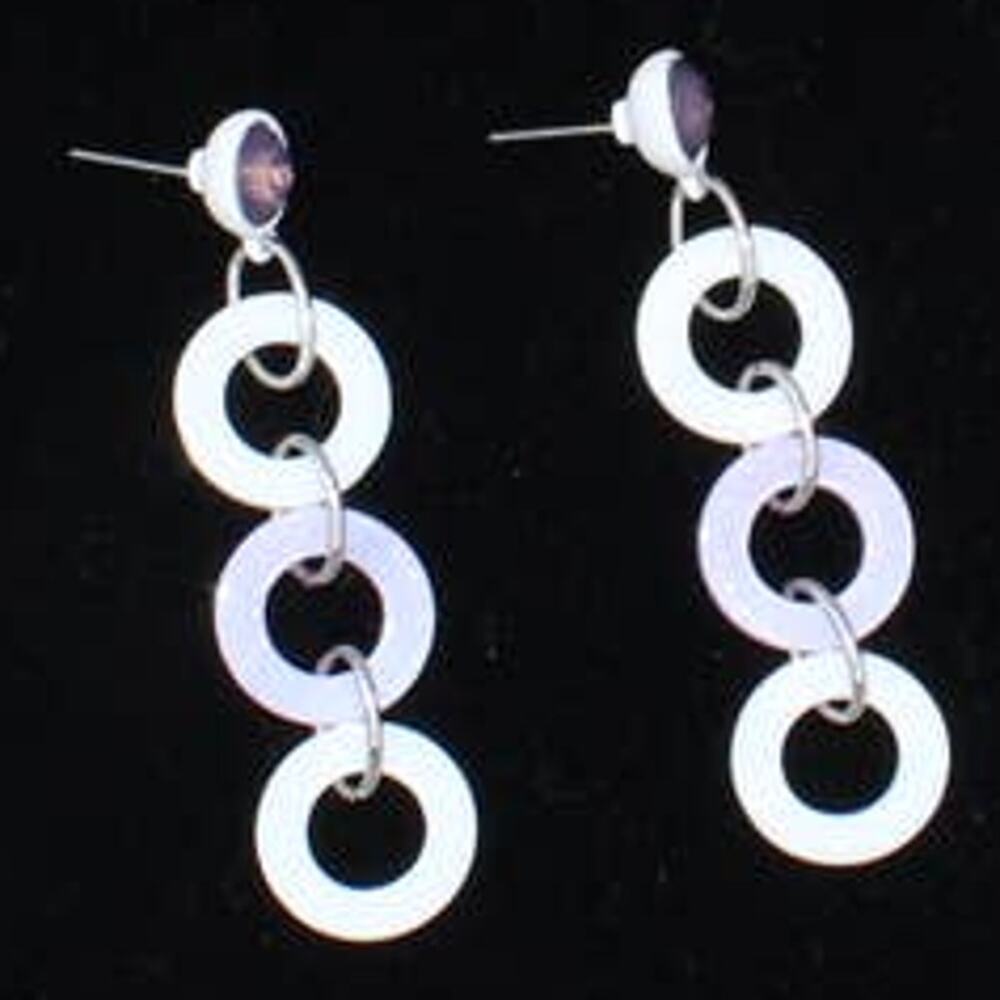 Silver Crystal White Purple Lavender Dangle Post Earrings ~ NEW